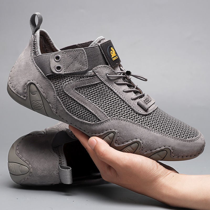 Lodi ram men's shoes 2022 new summer mesh shoes mesh trend casual shoes leather beanie shoes men's leather shoes Khaki 46 - Image 4