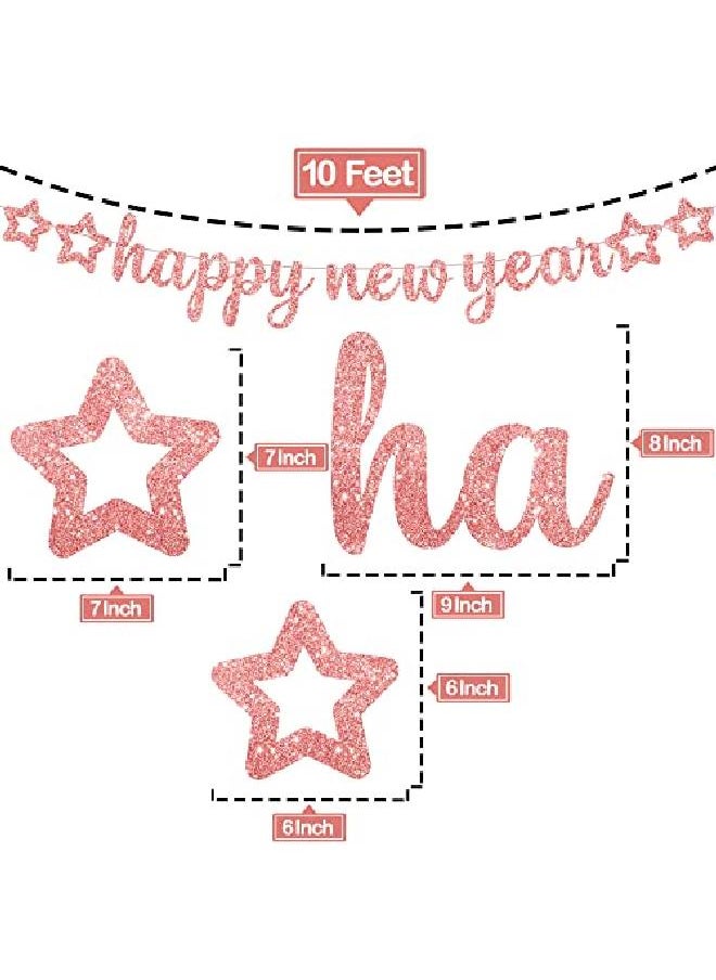 KATCHON Big 10 Feet Glitter Happy New Year Banner No Diy Rose Gold | Happy New Year Decorations 2022 | Happy New Year Sign New Years Eve Party Supplies 2022 | New Years Backdrop For New Years Decorations  - Image 4