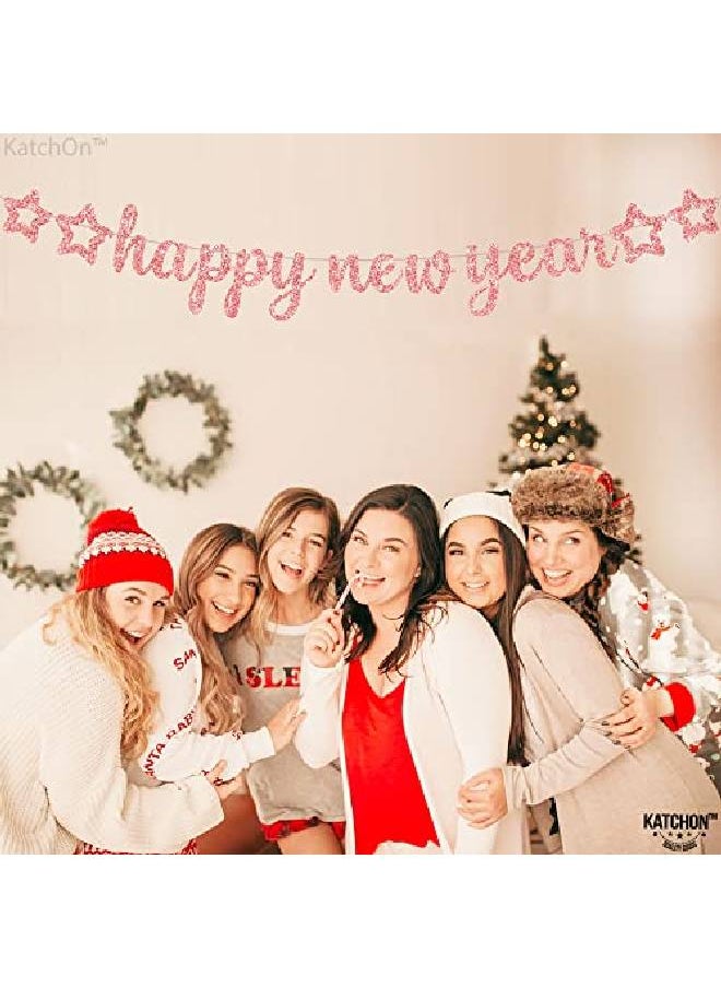 KATCHON Big 10 Feet Glitter Happy New Year Banner No Diy Rose Gold | Happy New Year Decorations 2022 | Happy New Year Sign New Years Eve Party Supplies 2022 | New Years Backdrop For New Years Decorations  - Image 3