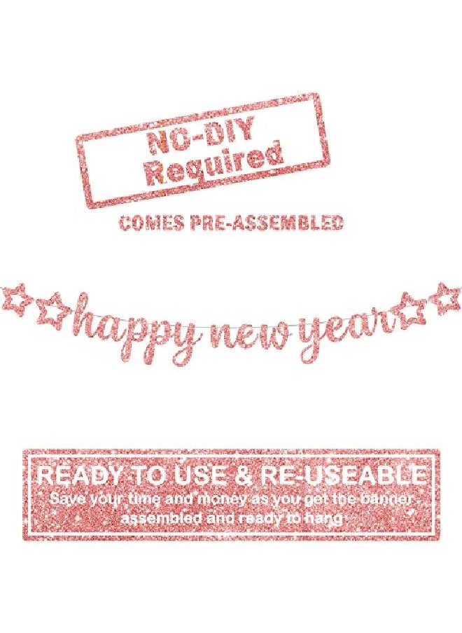 KATCHON Big 10 Feet Glitter Happy New Year Banner No Diy Rose Gold | Happy New Year Decorations 2022 | Happy New Year Sign New Years Eve Party Supplies 2022 | New Years Backdrop For New Years Decorations  - Image 2