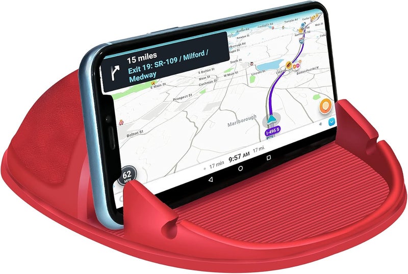 Loncaster Car Phone Holder, Car Phone Mount Silicone Car Pad Mat for Various Dashboards, Slip Free Desk Phone Stand Compatible with iPhone, Samsung, Android Smartphones, GPS Devices and More (Red) - Image 1