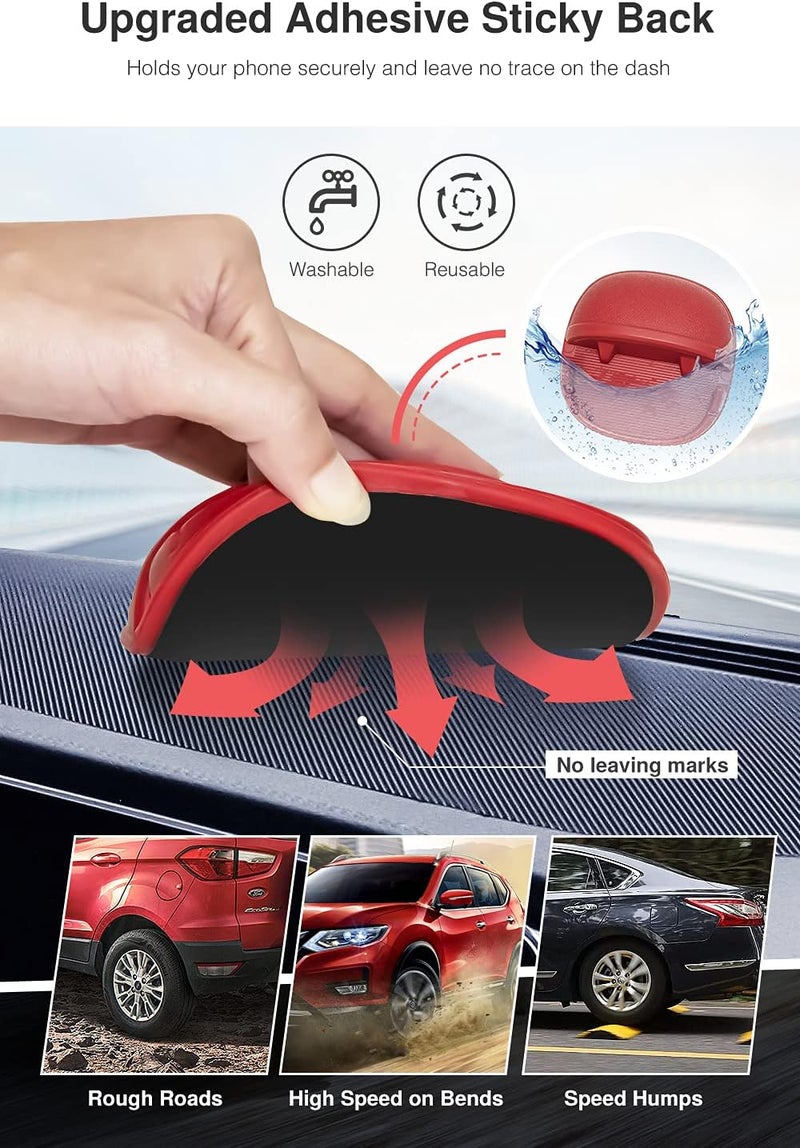 Loncaster Car Phone Holder, Car Phone Mount Silicone Car Pad Mat for Various Dashboards, Slip Free Desk Phone Stand Compatible with iPhone, Samsung, Android Smartphones, GPS Devices and More (Red) - Image 2
