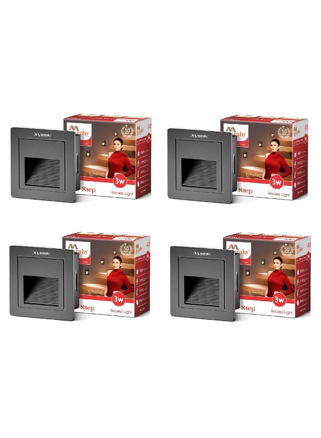 Murphy 3W Wall Step Conceal Light Outdoor and Indoor LED Foot Light with Aluminium IP65 Grade Waterproof Body : Warm White, Pack of 4 - Image 1