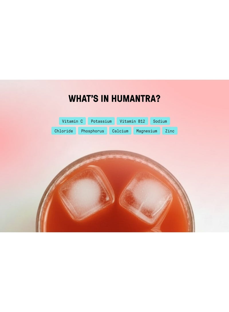 Humantra Hydration Drink Powder Berry Pomegranate Flavor 20 Sachets | Sugar Free Vegan Electrolyte Supplement with Vitamin C B12 Zinc | Caffeine Free Hydration Mix - Image 2