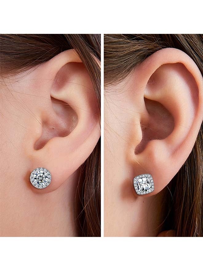 أقراط مرصعة بالزركونيا المكعبة مطلية بالذهب عيار 18 قيراطًا، مصنوعة من الفضة الإسترليني عيار 925، بتصميم هالة، مناسبة للرجال والنساء. - Image 5