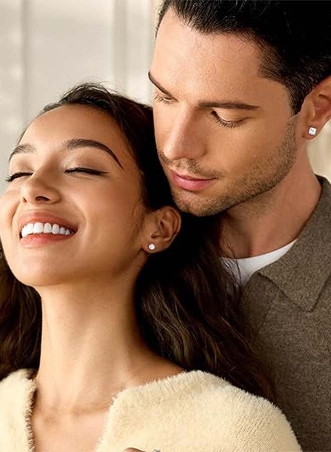 أقراط مرصعة بالزركونيا المكعبة مطلية بالذهب عيار 18 قيراطًا، مصنوعة من الفضة الإسترليني عيار 925، بتصميم هالة، مناسبة للرجال والنساء. - Image 3