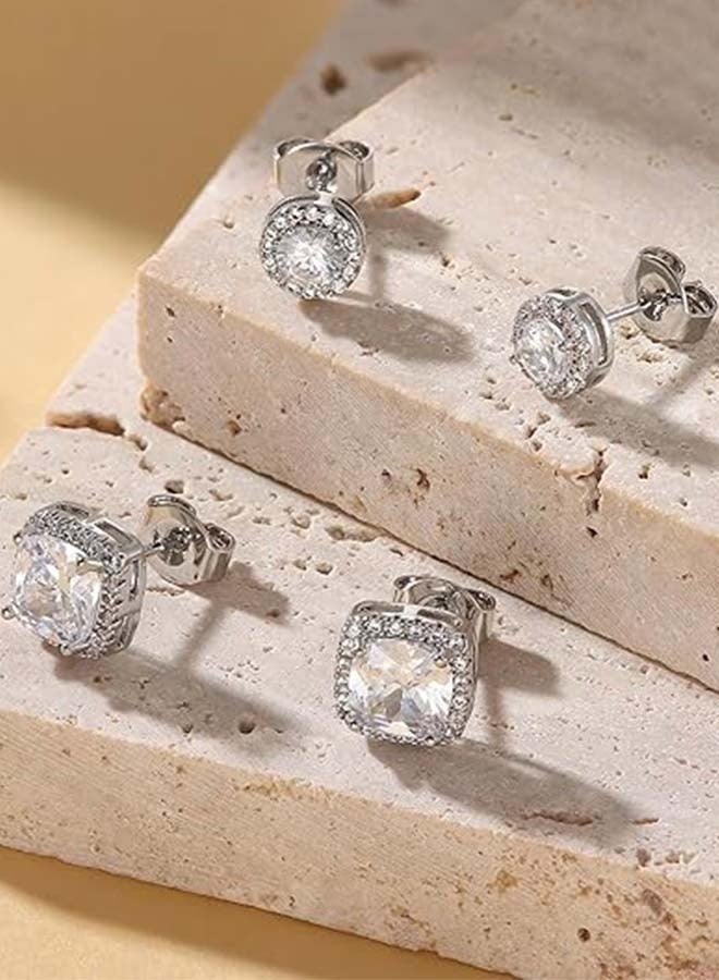 أقراط مرصعة بالزركونيا المكعبة مطلية بالذهب عيار 18 قيراطًا، مصنوعة من الفضة الإسترليني عيار 925، بتصميم هالة، مناسبة للرجال والنساء. - Image 4