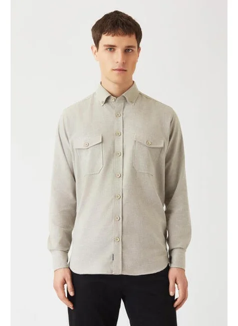 Bisse Men Regular Fit Long Sleeve Flannel Lined BEIGE GM22K222081_D07