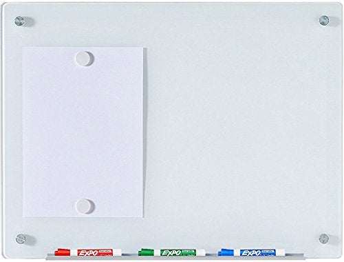 Audio-Visual Direct Magnetic White Glass Dry-Erase Board Set - 2' x 1.5' - Includes Magnets, Hardware & Marker Tray - Image 1