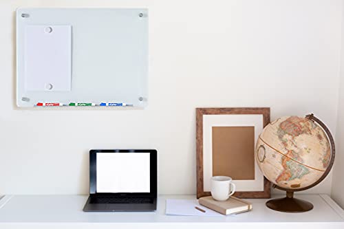 Audio-Visual Direct Magnetic White Glass Dry-Erase Board Set - 2' x 1.5' - Includes Magnets, Hardware & Marker Tray - Image 2