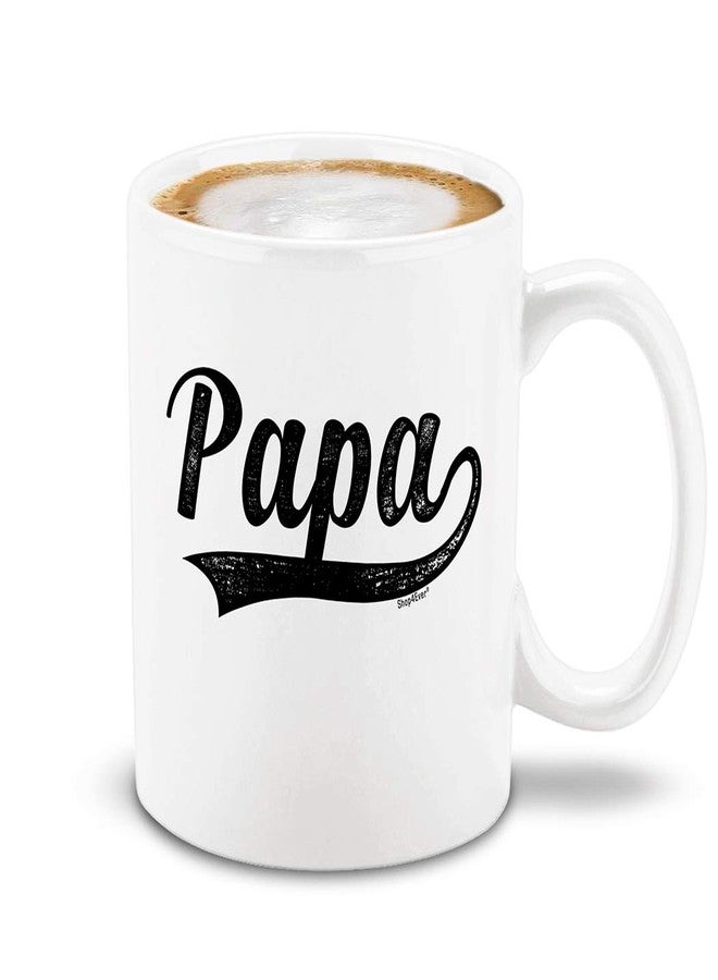 Shop4Ever كوب قهوة/شاي سيراميك أبيض من شوب فور إيفر، بتصميم كلاسيكي مستوحى من أزياء الجامعات، سعة 11 أونصة. هدية مميزة للأب أو الجد، مثالية لعيد الأب أو عيد الميلاد أو الكريسماس. - Image 1