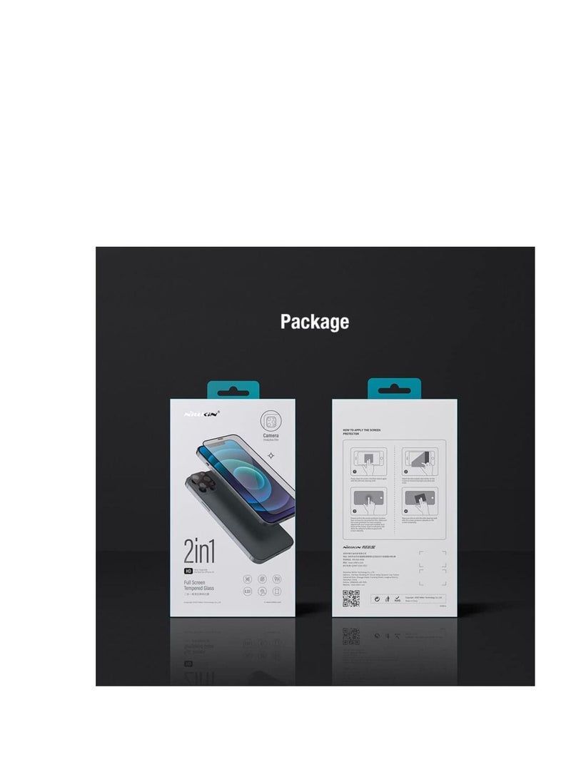 Nillkin - Nillkin 2-in-1 HD Full Screen Tempered Glass Screen Protector For Apple iPhone 12(6.1 Inch) - Black - Image 1