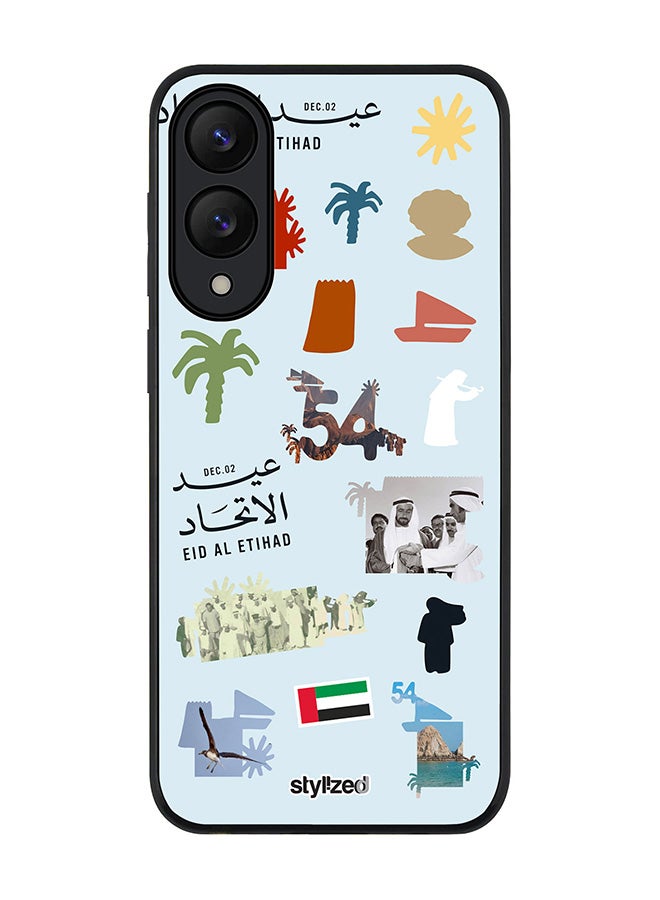 Stylizedd Cover for Samsung Galaxy S25 Edge Case, Rugged Black Slim fit Soft Flexible Anti Drop TPU Gel Thin Protective Phone Cases- Eid Al Etihad 54th UAE National Day, Light Blue - Image 1