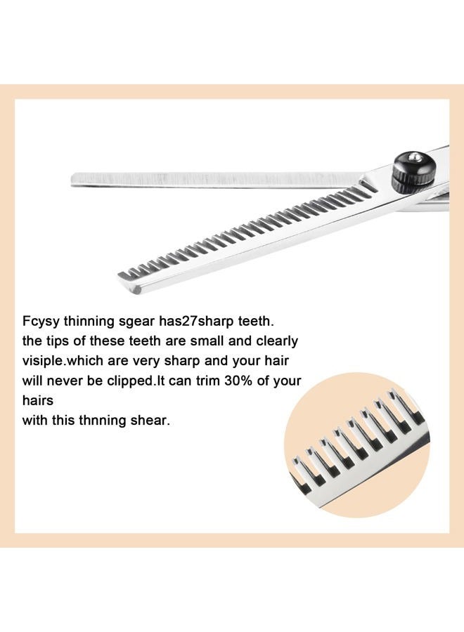 Fcysy Hair Cutting Scissors Thinning Shears Set, Professional 10 Pcs Sharp Barber Hair Cutting Kit Haircut Scissors Hairdressing Shears with Hair Sheers Accessories in Leather Case for Women Men Pet - Image 4