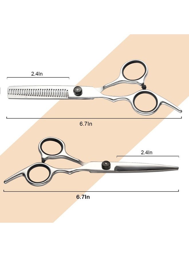 Fcysy Hair Cutting Scissors Thinning Shears Set, Professional 10 Pcs Sharp Barber Hair Cutting Kit Haircut Scissors Hairdressing Shears with Hair Sheers Accessories in Leather Case for Women Men Pet - Image 2