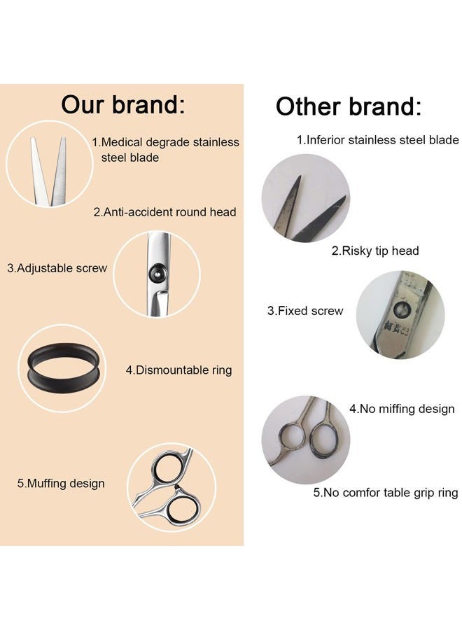 Fcysy Hair Cutting Scissors Thinning Shears Set, Professional 10 Pcs Sharp Barber Hair Cutting Kit Haircut Scissors Hairdressing Shears with Hair Sheers Accessories in Leather Case for Women Men Pet - Image 3