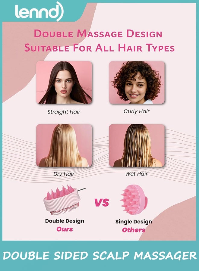 LENND Scalp Massager Hair Growth: Scalp Scrubber Brush Tool with Double-Sided Soft Silicone Bristles, Head Skin Care Massage Treatment Exfoliator Dandruff Removal for Dry/Wet Straight/Curly Hair - Image 3