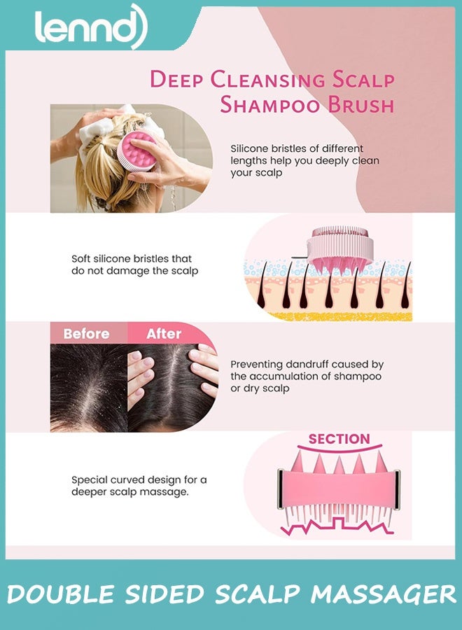 LENND Scalp Massager Hair Growth: Scalp Scrubber Brush Tool with Double-Sided Soft Silicone Bristles, Head Skin Care Massage Treatment Exfoliator Dandruff Removal for Dry/Wet Straight/Curly Hair - Image 4