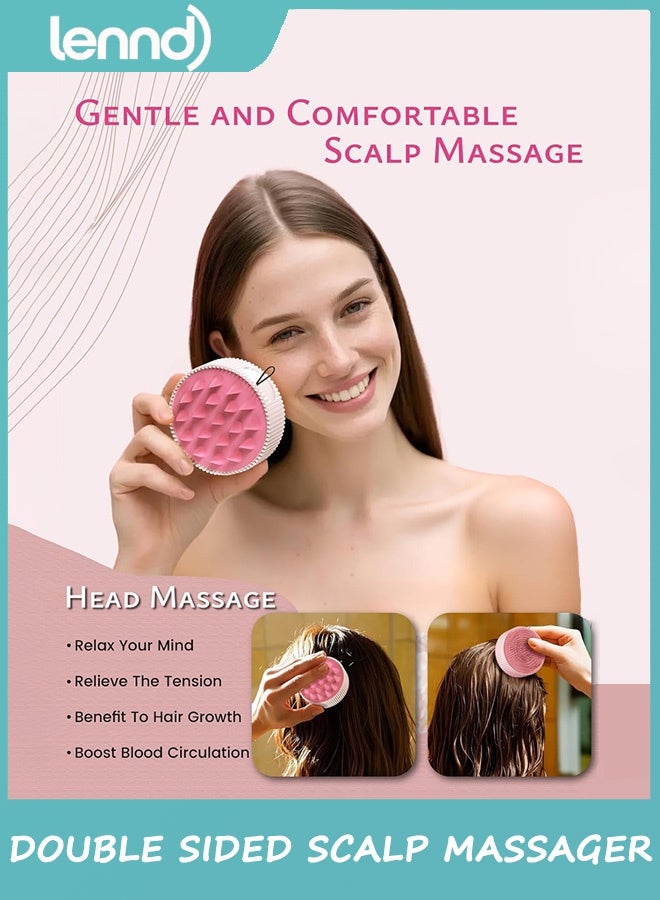 LENND Scalp Massager Hair Growth: Scalp Scrubber Brush Tool with Double-Sided Soft Silicone Bristles, Head Skin Care Massage Treatment Exfoliator Dandruff Removal for Dry/Wet Straight/Curly Hair - Image 2