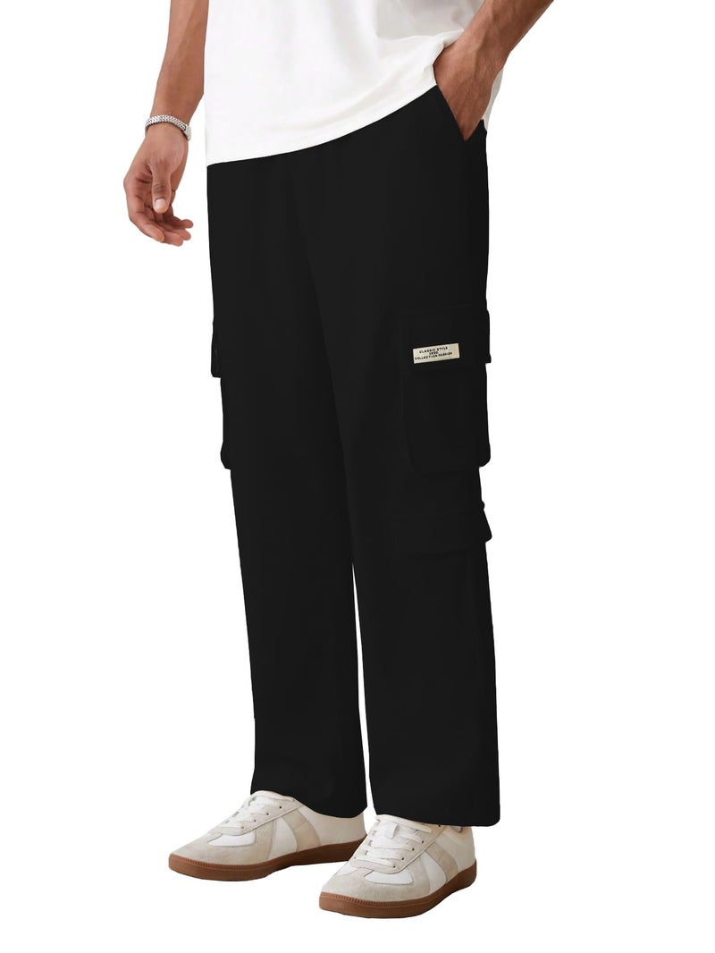 TAGDO® Men's Track Pant for Men|Cargo Pants|Lose Fit Joggers for Men (RF-Track-Pant-2023-Black-32) - Image 4