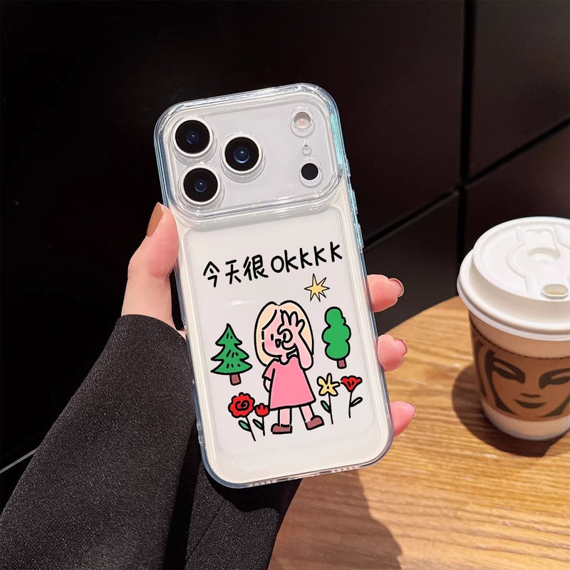 جراب هاتف شفاف بنقش OK Girl لـ iPhone 16 Pro Max - Image 3