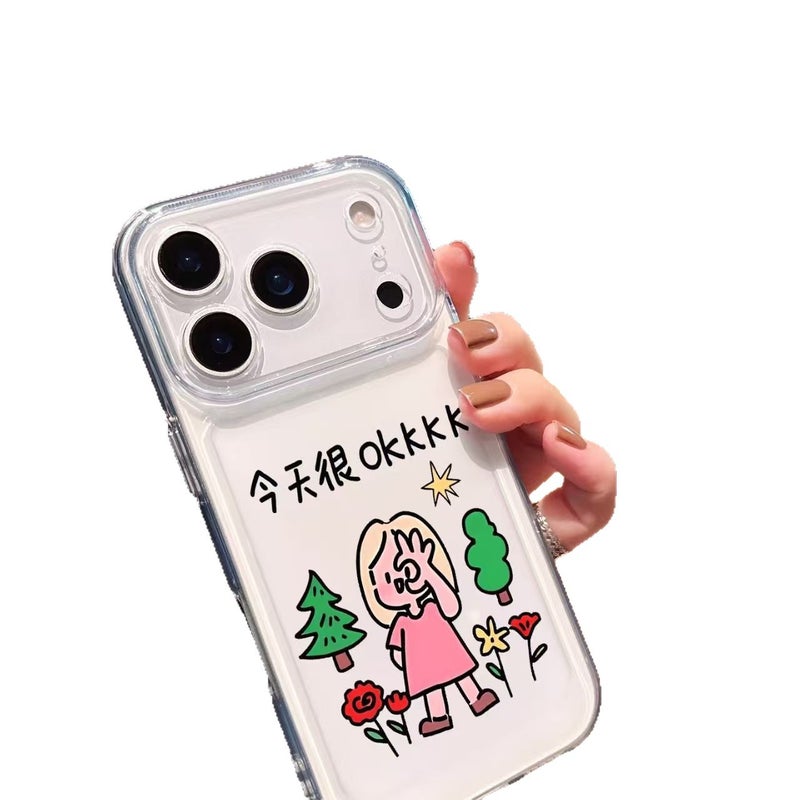 جراب هاتف شفاف بنقش OK Girl لـ iPhone 16 Pro Max - Image 4