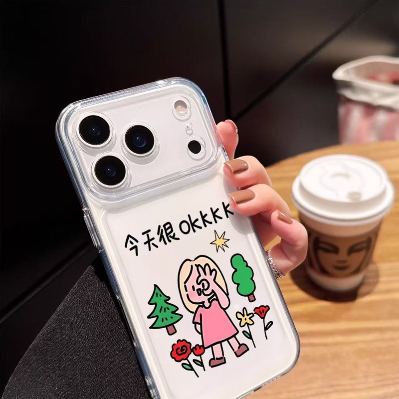 جراب هاتف شفاف بنقش OK Girl لـ iPhone 16 Pro Max - Image 1