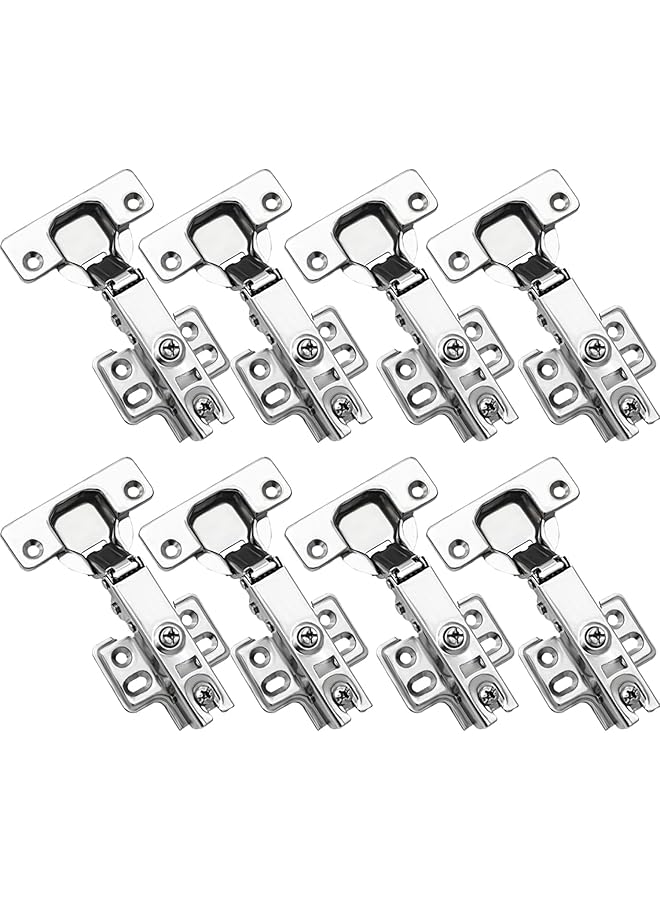 PROMASS promass 8 Pcs Door Hinges for Kitchen, Bathroom and Cabinet Furniture Doors, Soft Close, Straight Cup 105°Opening, Full Overlay Cabinet Hinges, Removable and Adjustable with Screws  - Image 1