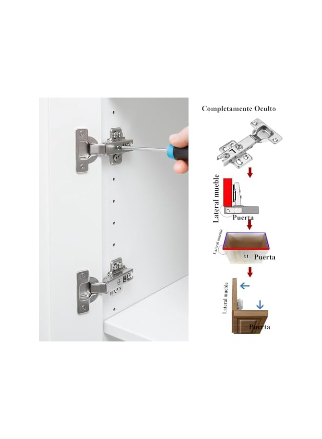 PROMASS promass 8 Pcs Door Hinges for Kitchen, Bathroom and Cabinet Furniture Doors, Soft Close, Straight Cup 105°Opening, Full Overlay Cabinet Hinges, Removable and Adjustable with Screws  - Image 4