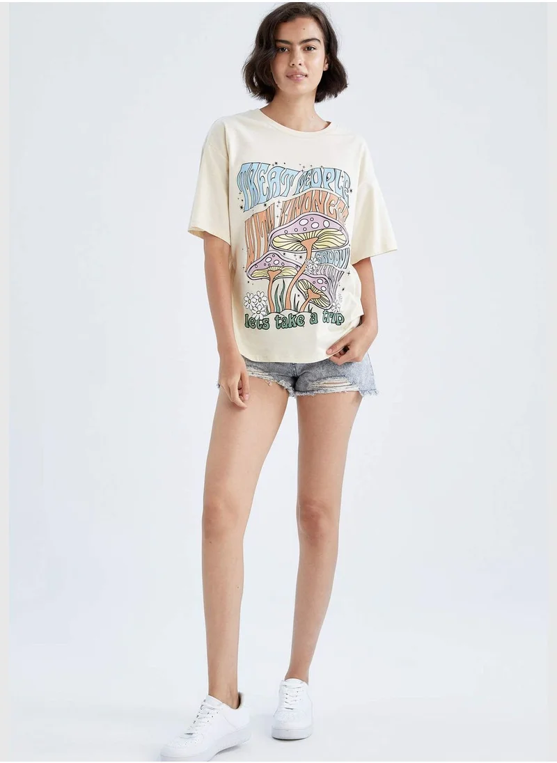 DeFacto Loose Fit Short Sleeve Printeded T-Shirt