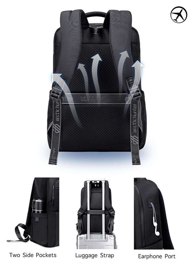 ARCTIC HUNTER - School Laptop Backpack Water Resistant College High School Bag, Lightweight Durable Travel Rucksack Casual Daypack Laptop Backpacks for Men, Black - Image 1