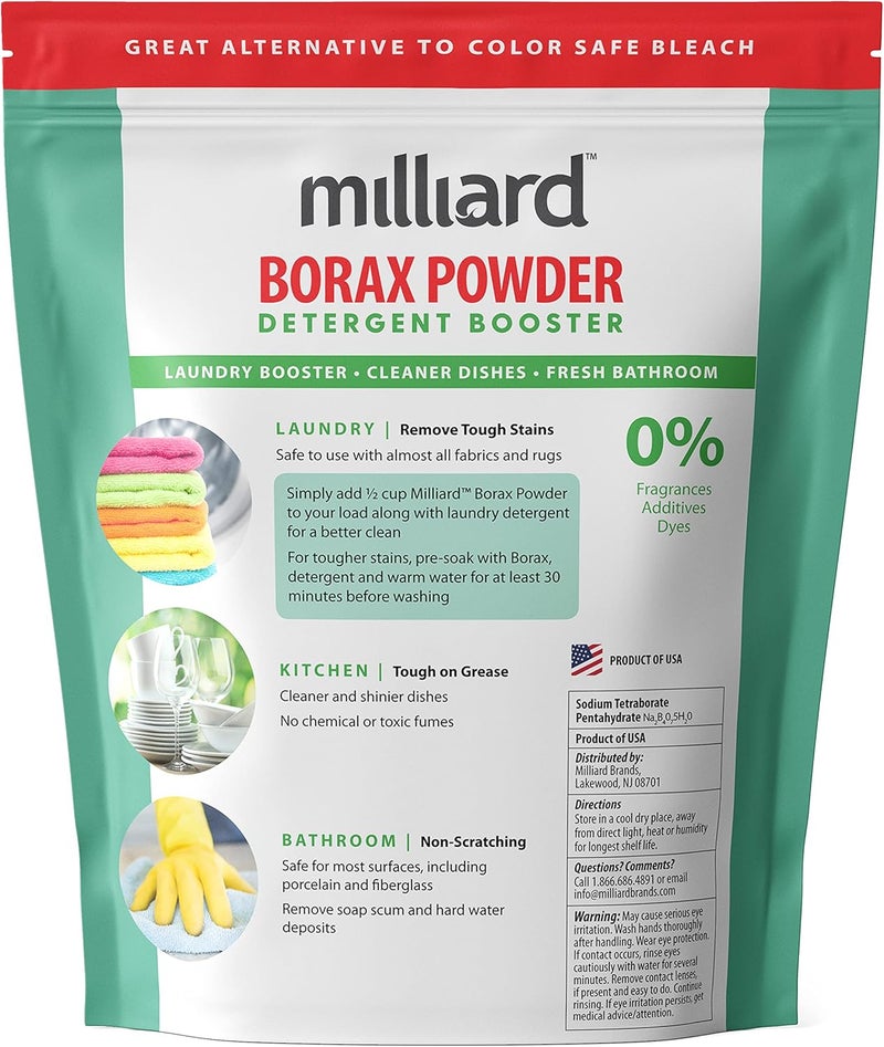 milliard Borax Powder Laundry Booster, Pure Natural Multipurpose Cleaner and Detergent, 10 lb - Unscented - Image 2