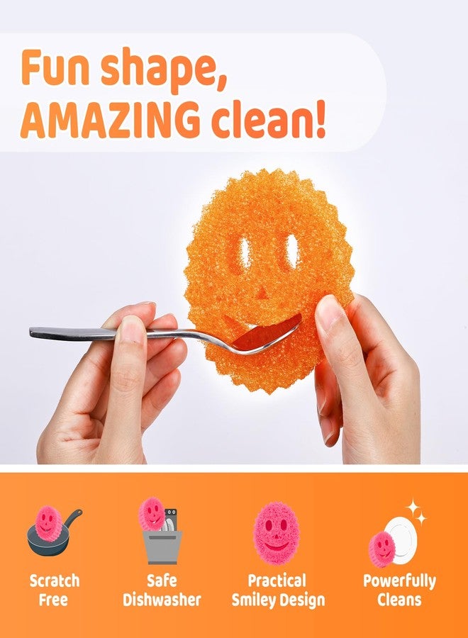 Treeroot 8 Colorful Smile Scrub Sponges, Temperature Controlled Sponges Kitchen, Bulk Dish Sponge for Cleaning, Multi Functional Cleaning Sponge for Kitchen, Bathroom, Floor - Image 2