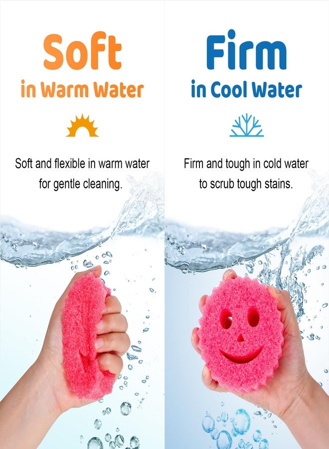 Treeroot 8 Colorful Smile Scrub Sponges, Temperature Controlled Sponges Kitchen, Bulk Dish Sponge for Cleaning, Multi Functional Cleaning Sponge for Kitchen, Bathroom, Floor - Image 4