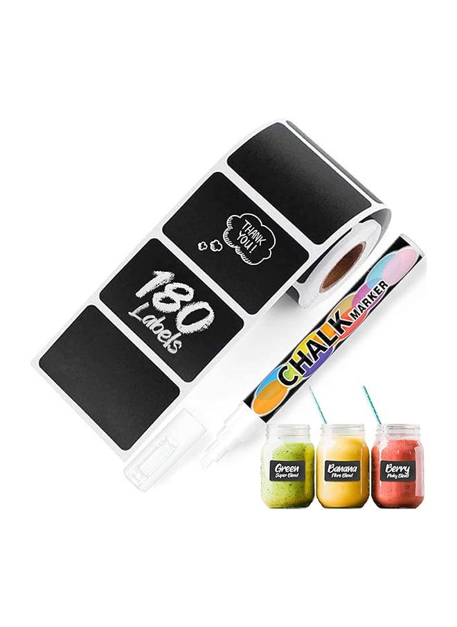 Generic - TECO Chalkboard Labels-180pcs Waterproof Reusable Durable Blackboard Stickers with a Free Premium White Liquid Chalk Marker Pen for all jars Pantry Storage Containers Bottles Cups and More - Image 1