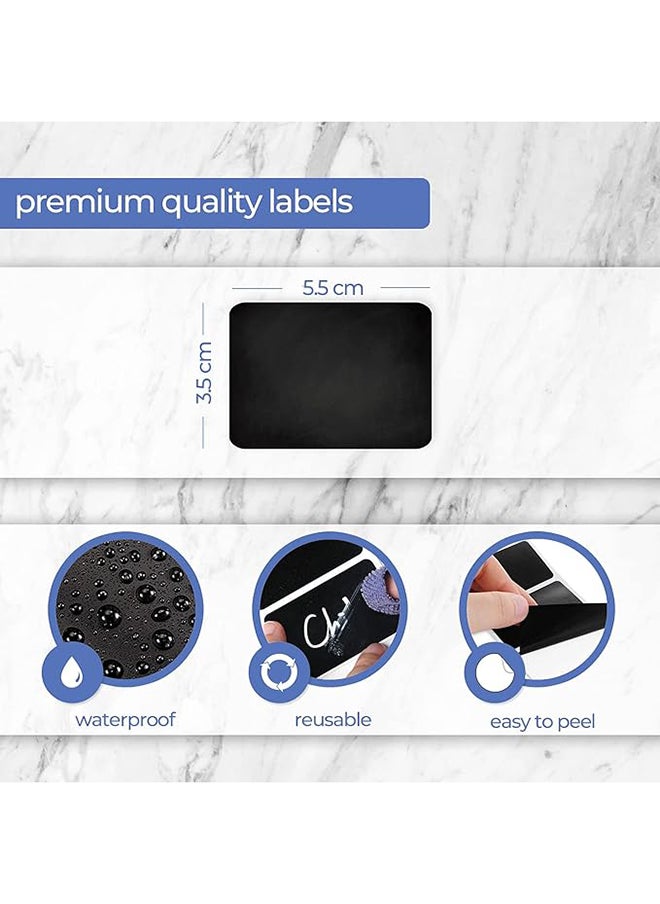 Generic - TECO Chalkboard Labels-180pcs Waterproof Reusable Durable Blackboard Stickers with a Free Premium White Liquid Chalk Marker Pen for all jars Pantry Storage Containers Bottles Cups and More - Image 1