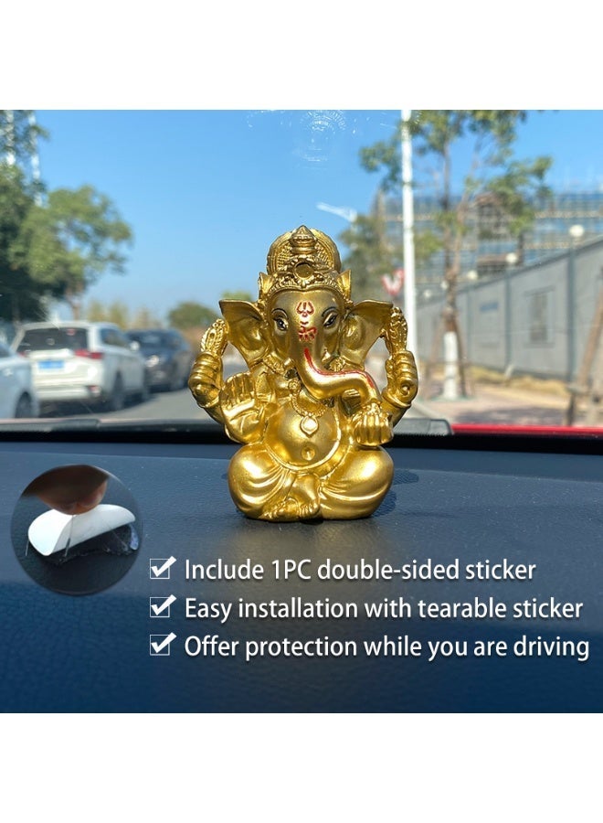 alikiki Indian God Lord Ganesh Statue - Hindu God Golden Ganesha Idol Figurines for Car Dashboard Decor Hindu Gift Indian India Home Temple Mandir Pooja Item Diwali Gifts Room Altar Decor - Image 3