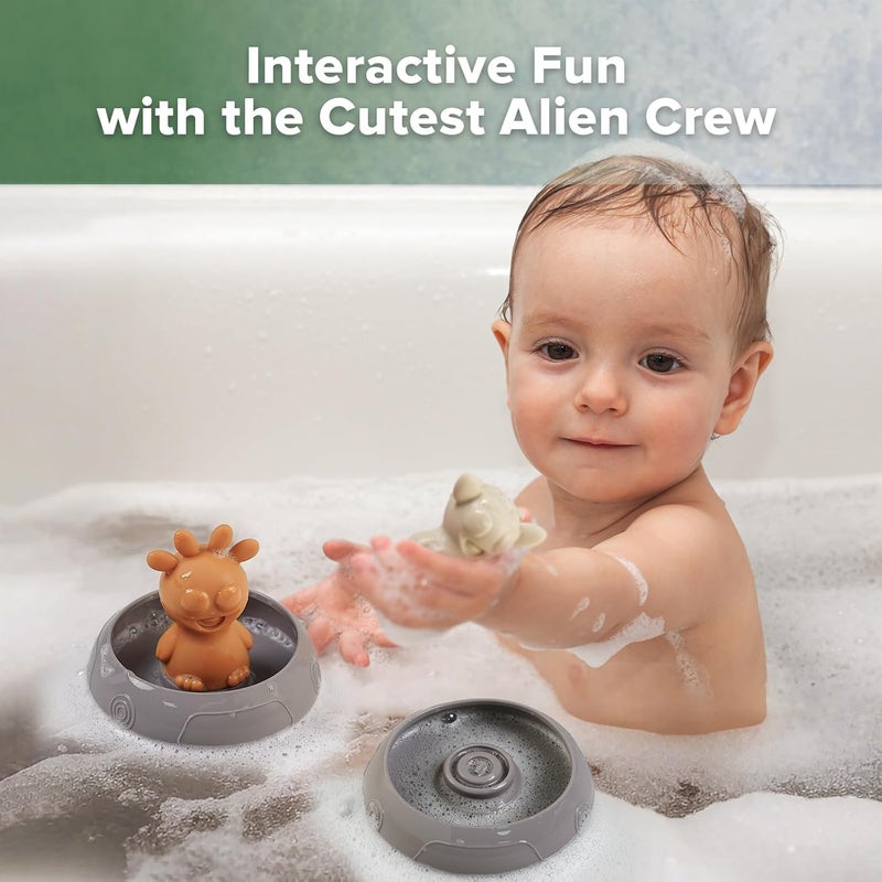 haakaa Alien Explorers Baby Bath Toys, Food-Grade Silicone Alien Squirt Toys for Toddlers, Mold-Free Floating Water Toys for Bathtubs, Pools & Beaches, Detachable Design for Kids Ages 1-3(Bumble+Dux) - Image 2