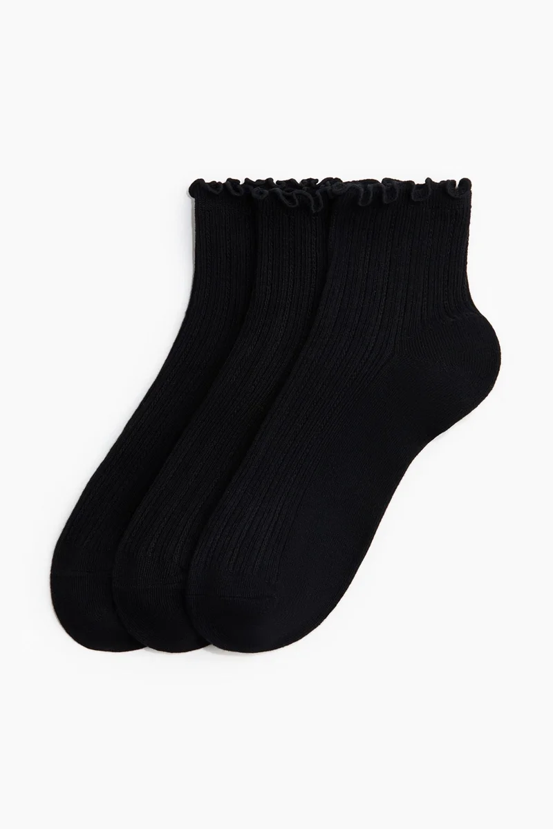 H&M 3-pack rib-knit ankle socks