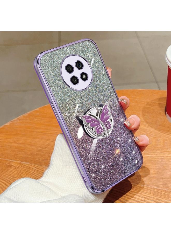 erorex Case For Honor X20 Plated Gradient Glitter Butterfly Holder TPU Phone Case - Image 1