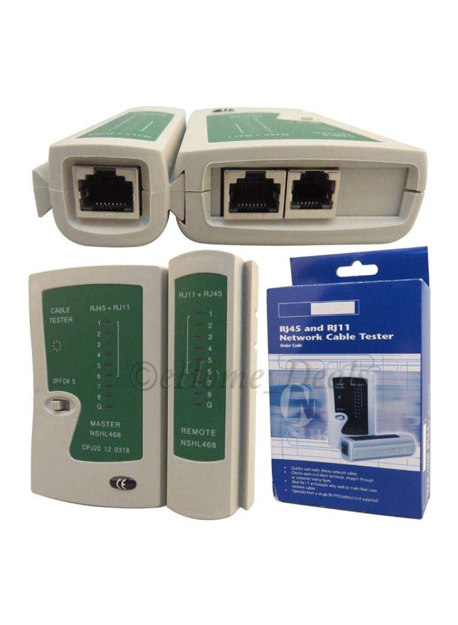 فاحص كابل عبور الشبكة المحلية LAN والهاتف بمنافذ RJ45/RJ11/RJ12 أخضر/أبيض - Image 2