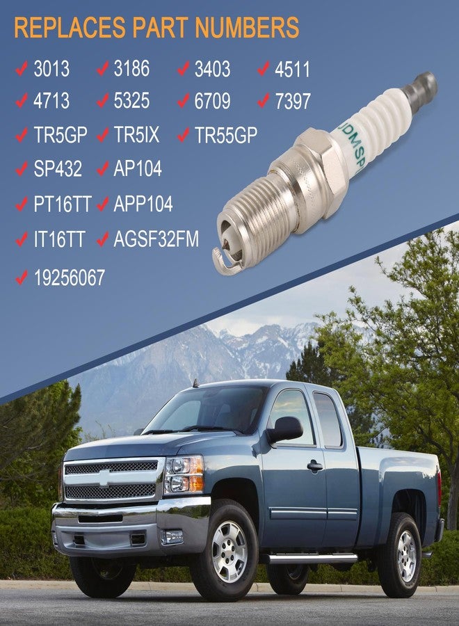 شمعات إشعال إيريديوم 3186 وأسلاك شمعات إشعال M8-48322 بديلة لسيارات شيفروليه سيلفرادو، وسوبربان، وأفالانش، وجي إم سي يوكون، وسييرا بمحركات 5.3 لتر، و6.0 لتر، و6.2 لتر. بديل للأرقام 12680072، و12621258، و7831، و483227831 (لون أحمر). - Image 3