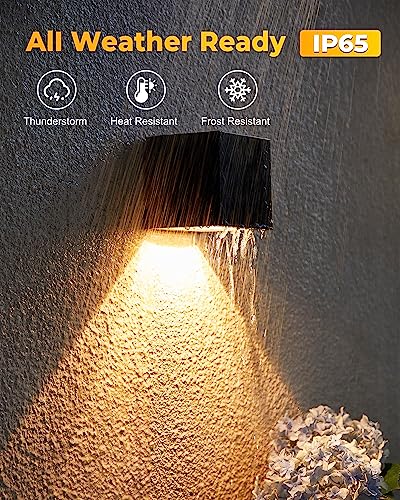 LUHLEE Solar Wall Lights Outdoor, Modern Square Solar Wall Sconce IP65 Waterproof, Solar Outdoor Lights for Patio, Porch, Garden, Backyard, Fence Decor (2 Pack) - Image 5