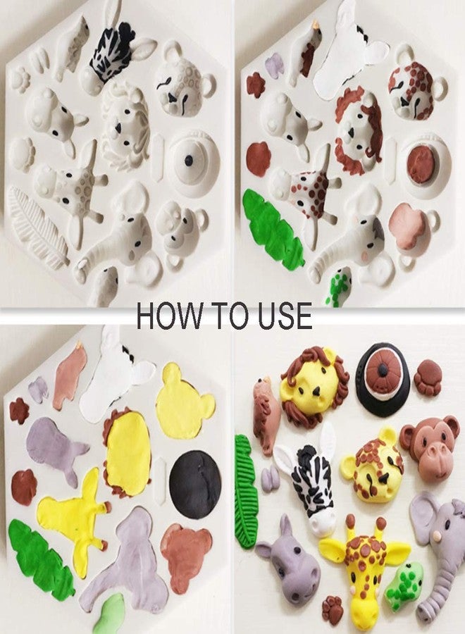 Fewo 9Pcs/Set Jungle Safari Animal Cake Fondant Mold with Tropical Leaf Cookie Cutter, Hawaiian Palm Leaves Sugar Craft Cutters for Jungle Animals Brithday Party Cake Cupcake Decorations Tools - Image 2