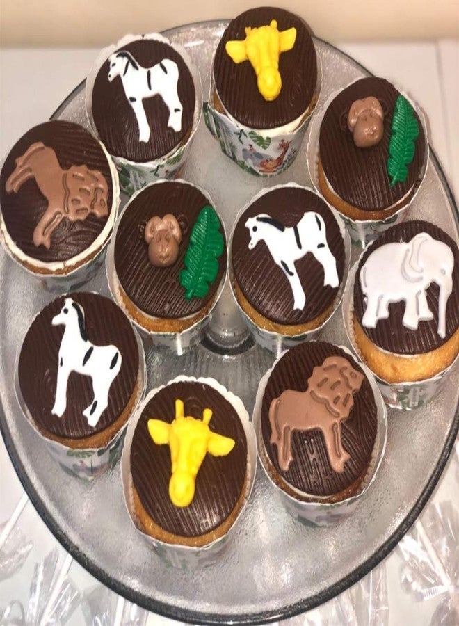 Fewo 9Pcs/Set Jungle Safari Animal Cake Fondant Mold with Tropical Leaf Cookie Cutter, Hawaiian Palm Leaves Sugar Craft Cutters for Jungle Animals Brithday Party Cake Cupcake Decorations Tools - Image 5