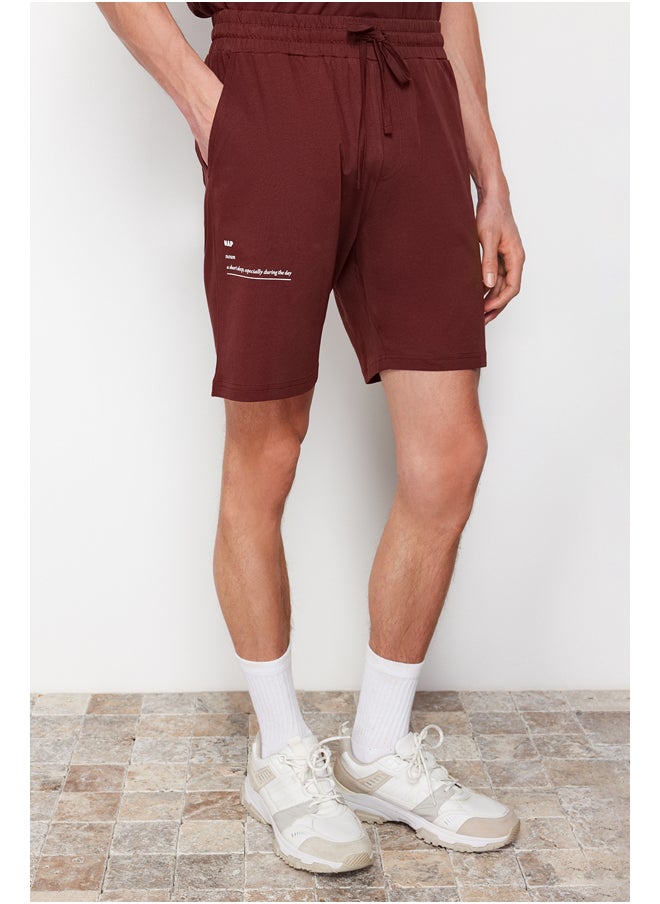 trendyol - Men's Brown Slogan Printed Knitted Pajamas Set - Image 1