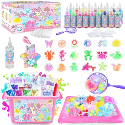 BEIREG Magic Squishy Elf Water Toy kit Aqua Water Fairy Kit with 19 Color 300ml Clear Gel 18 Shape Molds DIY Magic Gel Art Crafts Kit for Kids Birthday Gift - Image 1