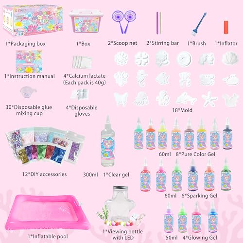BEIREG Magic Squishy Elf Water Toy kit Aqua Water Fairy Kit with 19 Color 300ml Clear Gel 18 Shape Molds DIY Magic Gel Art Crafts Kit for Kids Birthday Gift - Image 5