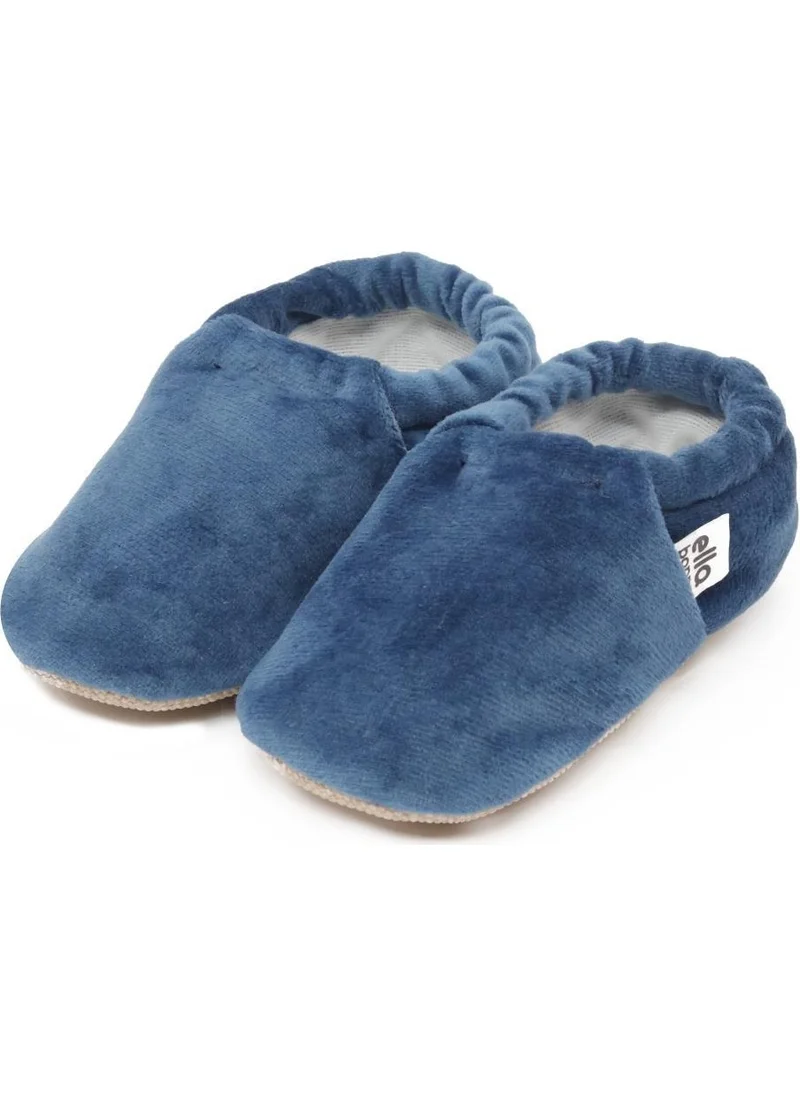Ella Bonna Velvet Baby Booties, Non-Slip Sole, Nursery Shoe Booties, Navy Blue