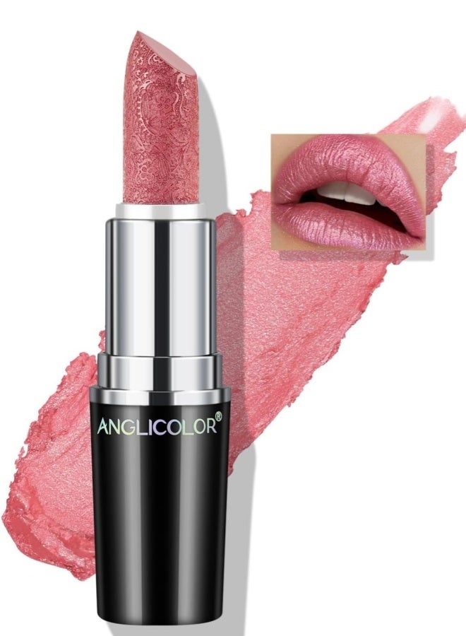 Anglicolor Metallic Shine Lipstick for Women, High Impact Lipcolor, Silky Smooth and Moisturizing, Non-Sticky, Long Lasting and Smudge Proof, Full Coverage Lip MakeUp (#02 PINK GEMSTONE) - Image 3